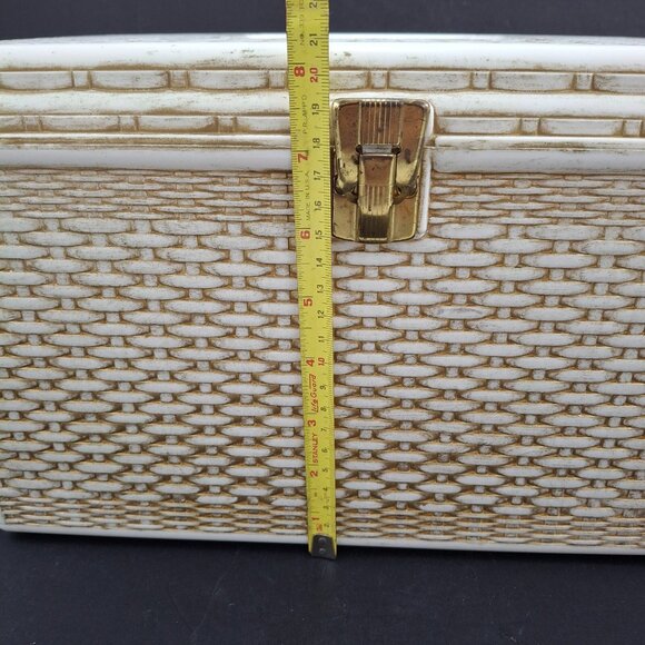 Wilson WIL-HOLD Plastic Wicker Basket Weave Sewing Box & Accessories Made in USA - Picture 11 of 16